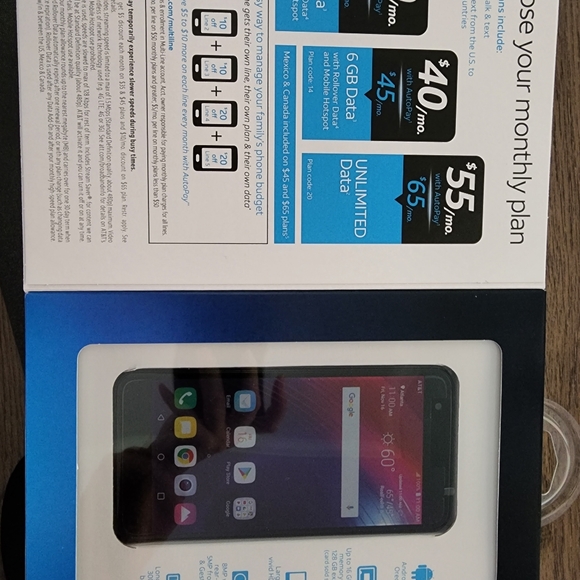 Brand New LG Xpression Plus 16GB 5.3" Smartphone AT&T Prepaid Moroccan Blue New - Picture 3 of 4